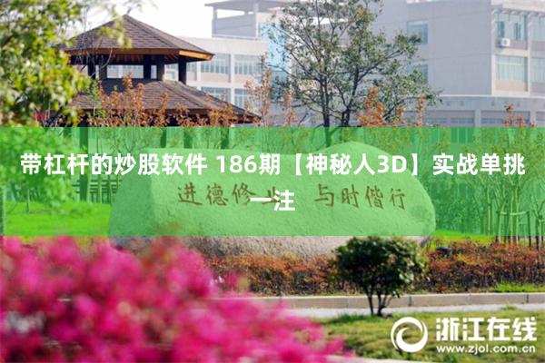 带杠杆的炒股软件 186期【神秘人3D】实战单挑一注