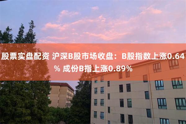 股票实盘配资 沪深B股市场收盘：B股指数上涨0.64% 成份B指上涨0.89%