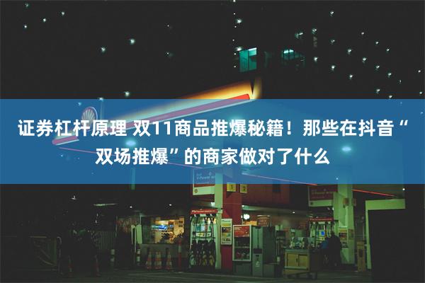 证券杠杆原理 双11商品推爆秘籍！那些在抖音“双场推爆”的商家做对了什么