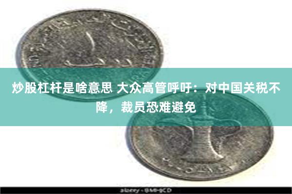 炒股杠杆是啥意思 大众高管呼吁：对中国关税不降，裁员恐难避免